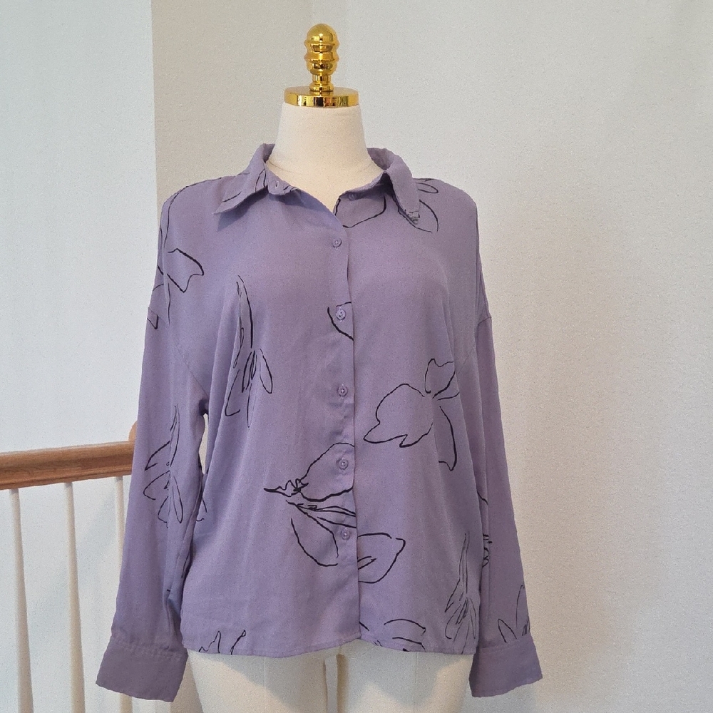 Worthington Purple Long Sleeve Button Down Shirt